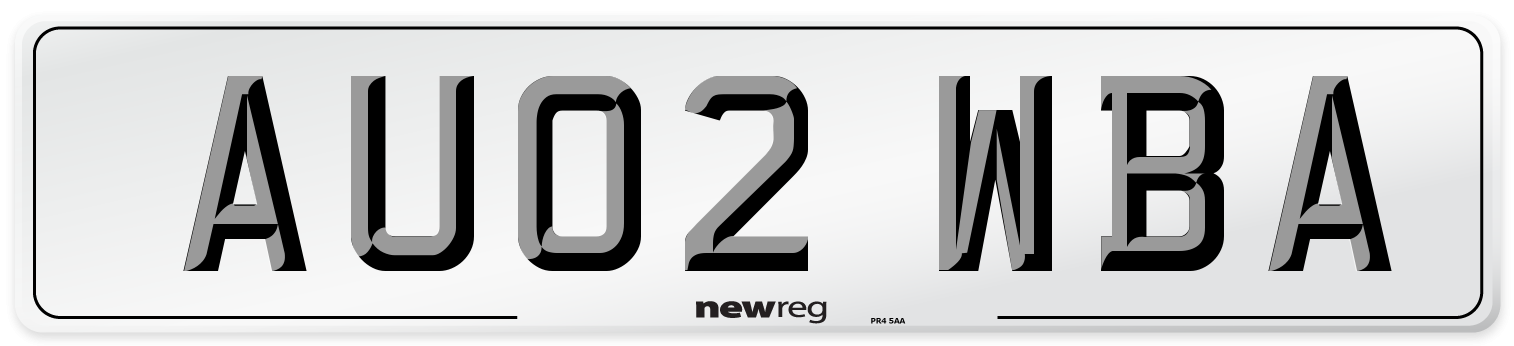 AU02 WBA Number Plate from New Reg